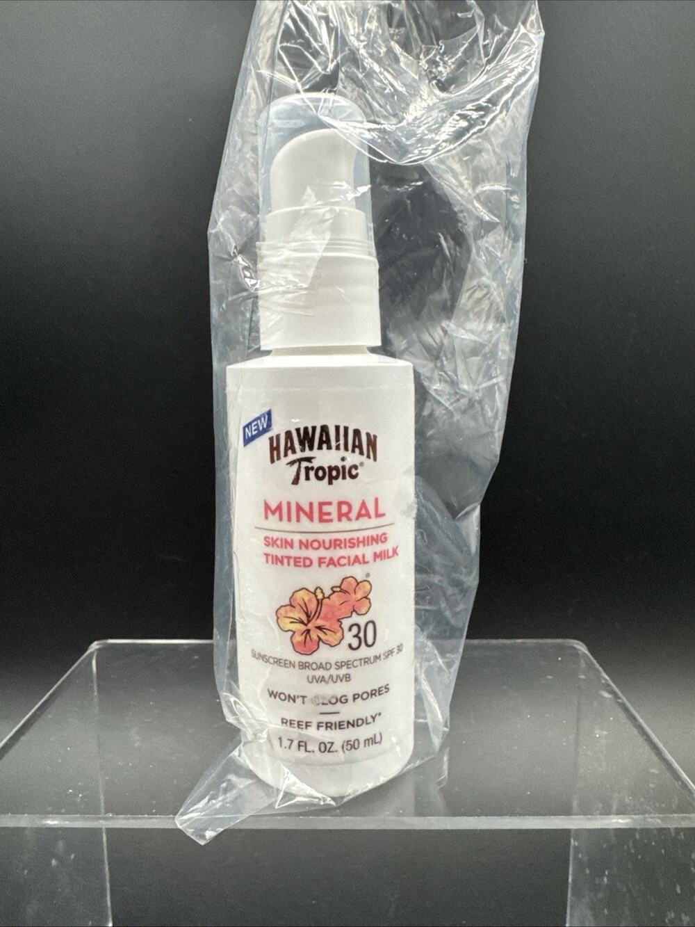 HAWAIIAN TROPIC Mineral Skin Nourshing TINTED Facial MILK 1.7 Fl Oz SPF30 UVA